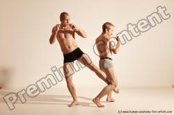 Underwear Martial art Man - Man White Moving poses Slim Short Blond Dynamic poses Academic